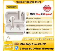 Versione globale realme Buds Air 7 Pro Auricolare senza fili 53dB Cancellazione del rumore in tempo reale 11+6mm Driver Dual-DAC Al Live Translator