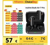Versione globale realme Buds Air 7 Pro Auricolare senza fili 53dB Cancellazione del rumore in tempo reale 11+6mm Driver Dual-DAC Al Live Translator Gloria Beige