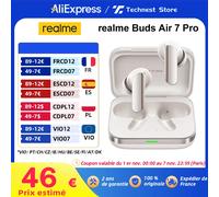Versione globale realme Buds Air 7 Pro Auricolare wireless 53dB Cancellazione del rumore in tempo reale Bluetooth 5.4 Riproduzione fino a 48 ore