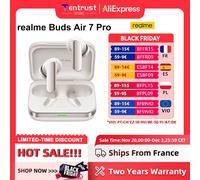Versione globale realme Buds Air 7 Pro Auricolare wireless 53dB Cancellazione del rumore in tempo reale Bluetooth 5.4 Riproduzione fino a 48 ore