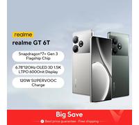 Versione globale realme GT 6T 5G Smartphone 6000nit Hyper Display 120W SUPERVOOC Carica Snapdragon Silver