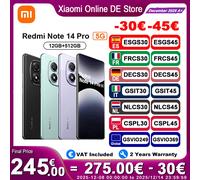 Versione globale Redmi Note 14 Pro 5G Smartphone MediaTek Dimensity 7300-Ultra 6.67 '' 120Hz Schermo 200MP Fotocamera IP68 Impermeabile
