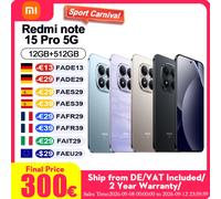Versione Globale Redmi Note 15 Pro 5G 12+512GB Display AMOLED 1.5K da 6.8'' Nuova Batteria Massiccia da 6580mAh Fotocamera da 200MP con Massima Chiarezza