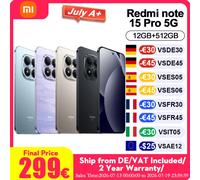 Versione Globale REDMI Note 15 Pro 5G 12+512GB, Display AMOLED CrystalRes da 6.8'' 1.5K, Nuova Batteria Massiccia da 6580mAh, Fotocamera da 200MP con Chiarezza Estrema