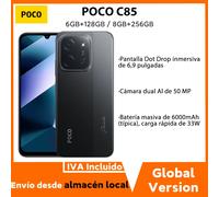 Versione globale Smartphone POCO C85 Display Dot Drop da 6,9" Doppia fotocamera posteriore da 50 MP Batteria capiente da 6000 mAh Ricarica rapida da 33 W Xiaomi HyperOS 2 Potente processore octa-core