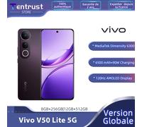 Versione globale Vivo V50 Lite 5G smartphone MTK Dimensity 6300 Display AMOLED da 6,77 pollici Batteria da 6500 mAh Carica 90 W Fotocamera posteriore da 50 MP