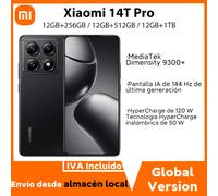 Versione globale Xiaomi 14T Pro 5G Versione globale 50MP Fotocamera Leica MediaTek Dimensity 9300+ 6,67'' 144Hz AMOLED 120W HyperCharge Black