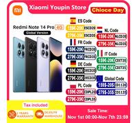 Versione globale Xiaomi Redmi Note 14 Pro 4G Smartphone 45W Ricarica MediaTek Helio G100-Ultra 200MP AI Fotocamera 5500mAh Batteria