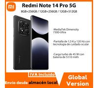 Versione globale Xiaomi Redmi Note 14 Pro 5G Smartphone 200MP Fotocamera MediaTek Dimensity 7300-Ultra 1.5K Display AMOLED 5110mAh 45W Purple (with Original Charger)