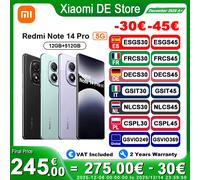 Versione globale Xiaomi Redmi Note 14 Pro 5G Smartphone MediaTek Dimensity 7300-Ultra 200MP AI fotocamera NFC Display AMOLED da 6,67" IP68