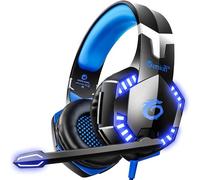 VersionTECH. G2000 - Cuffie da gioco per controller PS5, PS4, Xbox One, Bass Surround con cancellazione del rumore, cuffie sovrauricolari con luci LED per Mac, laptop, Xbox Series X S, Nintendo Switch