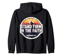 Verso della Bibbia Cristiana Citazione Stand Firm in The Faith Vintage Felpa con Cappuccio