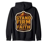 Verso della Bibbia Cristiana Citazione Vintage Stand Firm in The Faith Felpa con Cappuccio