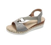 Verso l'estate: sandali con plateau con punta ondulata e design elegante per un look casual e alla moda. (Grey, 36)