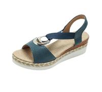 Verso l'estate: sandali con plateau con punta ondulata e design elegante per un look casual e alla moda. (Blue, 39)