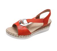 Verso l'estate: sandali con plateau con punta ondulata e design elegante per un look casual e alla moda. (Red, 36)