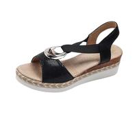 Verso l'estate: sandali con plateau con punta ondulata e design elegante per un look casual e alla moda. (Black, 43)