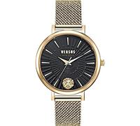 Versus Orologio da polso da donna al quarzo moda bracciale e cassa in acciaio inox di colore oro display analogico nero - VSP1F0421