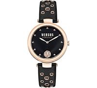 Versus Orologio da polso donna al quarzo moda cinturino in pelle nero cassa in acciaio inox display analogico nero - VSP1G0321
