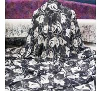 Versus Versace tessuto chiffon di pura seta bianco e nero astratto floreale
