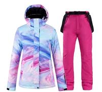 VersusModa Completo Neve Tuta Sci Donna Giubbotto Set 2 pz Windproof Ski Suit Set - CMSW10B (Nero, S)