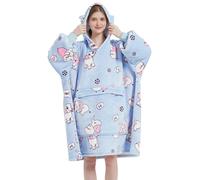 VERTAST coperta indossabile Felpa fodera Sherpa Oversize, Comoda super morbida coperta di peluche caldo hoodiedonne uomini, Elefante blu