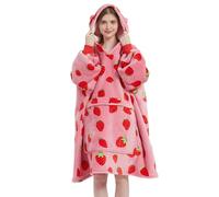 VERTAST Coperta indossabile Felpa Fodera Sherpa Oversize, Comoda Super Morbida Coperta di Peluche Caldo hoodiedonne Uomini, Fragola