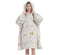 VERTAST Coperta indossabile Felpa Fodera Sherpa Oversize, Comoda Super Morbida Coperta di Peluche Caldo hoodiedonne Uomini, Gatto Grigio