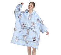 VERTAST Felpa con cappuccio oversize per uomo e donna, in pile Sherpa, coperta indossabile, calda, regalo per gli amanti del divano, Blu - Koala, Audlt