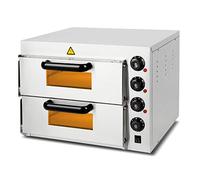 Vertes Forno per pizza, doppia camera, elettrico 3000W, forno a pietra in acciaio inox con mattone refrattario, calore superiore e inferiore regolabile indipendentemente fino a 350°C, funzione timer