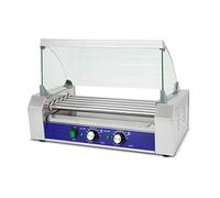 VERTES Hot Dog Maker in acciaio inox 1000W, macchina per hot dog con 5 rulli e 2 zone di riscaldamento, griglia professionale per salsicce, vassoio di sgocciolamento e temperatura di 50-250°C
