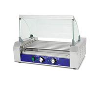VERTES Hot Dog Maker in acciaio inox 1400W, macchina per hot dog con 7 rulli e 2 zone di riscaldamento, griglia professionale per salsicce, vassoio di sgocciolamento e temperatura di 50-250°C