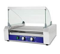 VERTES Hot Dog Maker in acciaio inox 2200W, macchina per hot dog con 11 rulli e 2 zone di riscaldamento, griglia professionale per salsicce, vassoio di sgocciolamento e temperatura di 50-250°C