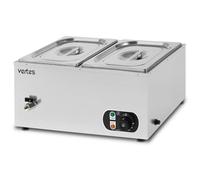 VERTES Serbatoio termico a buffet, per alimenti, elettrico, 1500 W, in acciaio inox (incl. 2 contenitori da 1/2 GN con coperchio per 2 x 10 l, rubinetto di scarico, bagno d'acqua Bain Marie