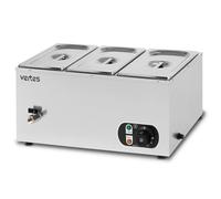 VERTES Serbatoio termico a buffet, per alimenti, elettrico, 1500 W, in acciaio inox (incl. 3 contenitori da 1/3 GN con coperchio per 3 x 6 l, rubinetto di scarico, bagno d'acqua Bain Marie