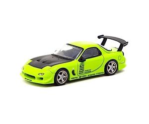 Vertex RX-7 FD3S RHD - Modellino di auto con guida a destra, colore: verde chiaro con cappuccio nero opaco e grafica Global64 Series 1/64 Diecast di Tarmac Works T64G-TL022-LG