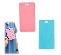Vertical Erasable Badge Note,Reusable Silicone Badge Notepad,Lightweight Dual-Sided Writable Mini Sticky Notes,Ballpoint Pen Write & Alcohol Wipeable,Portable BadgesPocket Notebook (Pink+Blue)
