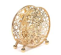 Vertical Iron Paper Towel Holder - Round Hollow Metal Napkin Stand for Restaurants - Electroplated Tabletop Dispenser Scatola di fazzoletti(Golden)