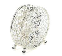 Vertical Iron Paper Towel Holder - Round Hollow Metal Napkin Stand for Restaurants - Electroplated Tabletop Dispenser Portatovaglioli(Silver)