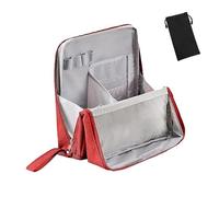 Vertical Makeup Organizer Bag, 2025 New Doresty Makeup Bag, Standing Makeup Bag, Portable, Large Capacity, Compartments, Waterproof Multifunctional Make up Bags for Travel & Home (Red)