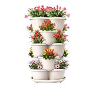 Vertical Planter, 5 Pieces Stackable Tiered Planting Pods, Vertical Strawberry Tower Planter For Flowers Vegetables Growing Patio Balcony Yard Home Outdoor Indoor Gardening Space Saving Design