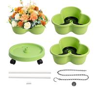 Vertical Planter Tower, 3 Tier Stackable Garden Planter, 12.4x5.31 Inches Tiered Flower Pot System with Removable Wheels and Tools, for Vegetables, Strawberries, Indoor Kitchen, Patio, Balcony