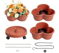 Vertical Planter Tower, 3 Tier Stackable Garden Planter, 12.4x5.31 Inches Tiered Flower Pot System with Removable Wheels and Tools, for Vegetables, Strawberries, Indoor Kitchen, Patio, Balcony