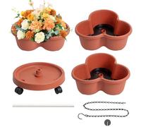 Vertical Planter Tower, 3-Tier Stackable Garden Pot, Removable Wheel Base with Tools, Space-Saving Planting Solution for Flowers Vegetables Strawberries Indoor Patio Balcony