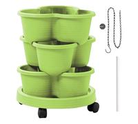 Vertical Planter Tower, 3-Tier Stackable Garden Pot, Removable Wheel Base with Tools, Space-Saving Planting Solution for Flowers Vegetables Strawberries Indoor Patio Balcony