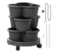 Vertical Planter Tower, Strawberry Planter, 3-Tier Stackable Pots, Removable Wheels and Tools Included, Garden System for Vegetables, Flowers, Kitchen, 12.4x5.31 Inches