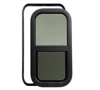 Vertical RV Window, 305 mm x 610 mm Tinted Sliding Camper Trailer Window with Trim Ring, DOT Certified, Replacement Window for RVs and Tiny Houses