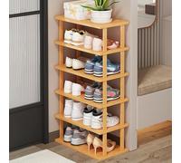 Vertical Shoe Rack Wooden Shoe for Small Spaces DIY Space-Saving Shoe Tower Slim High Storage Solution for Entryway Bedroom Corner Garage(One Colour,6 tier 47cm)