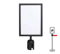 Vertical Sign Holder - A4 Portrait Double Sided Upright Fence Sign | Black Display Rack For Crowd Control Signage, Event Queuing, Guidance, Restaurant, Museum, Exhibition & Mall Commercial Use