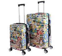 VERTICAL STUDIO Fischer Art - Set di 2 valigie da 20" e 28", robusto guscio rigido in ABS, ruote scorrevoli, manico telescopico, serratura a combinazione integrata, grafica all-over, Multicolore